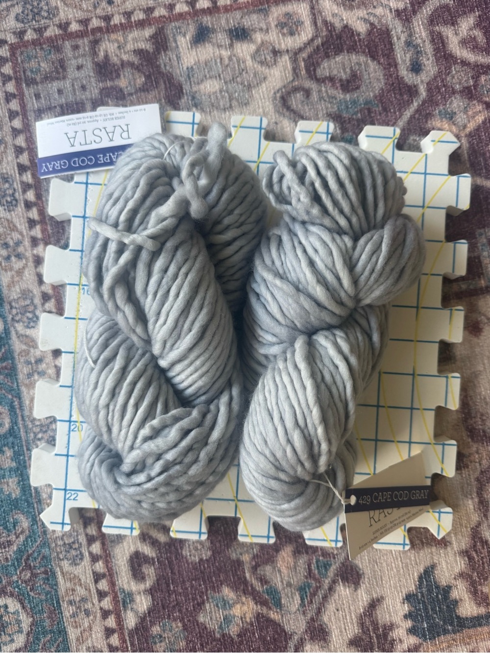 2 Cape Cod Gray Chunky Yarn Skeins - Soft Bulky Home Accents